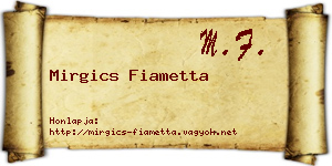 Mirgics Fiametta névjegykártya